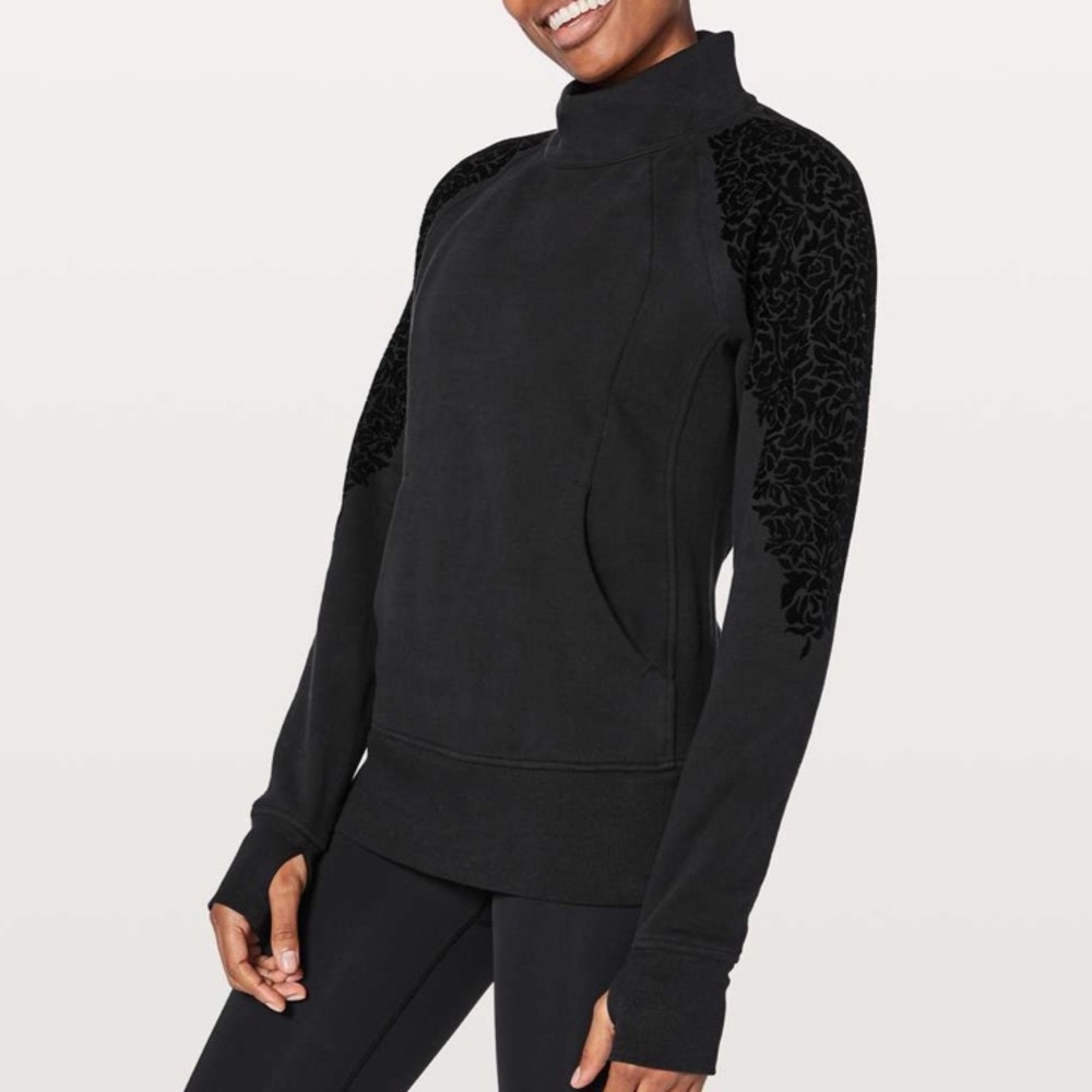 Lululemon Floral Flock Black Pullover size 2
